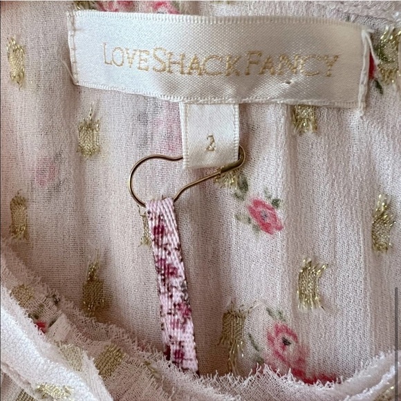 NWT LOVESHACKFANCY Joanne Floral Scoop-Neck Sleeveless Tiered Silk Dress Size 2 - Picture 6 of 11